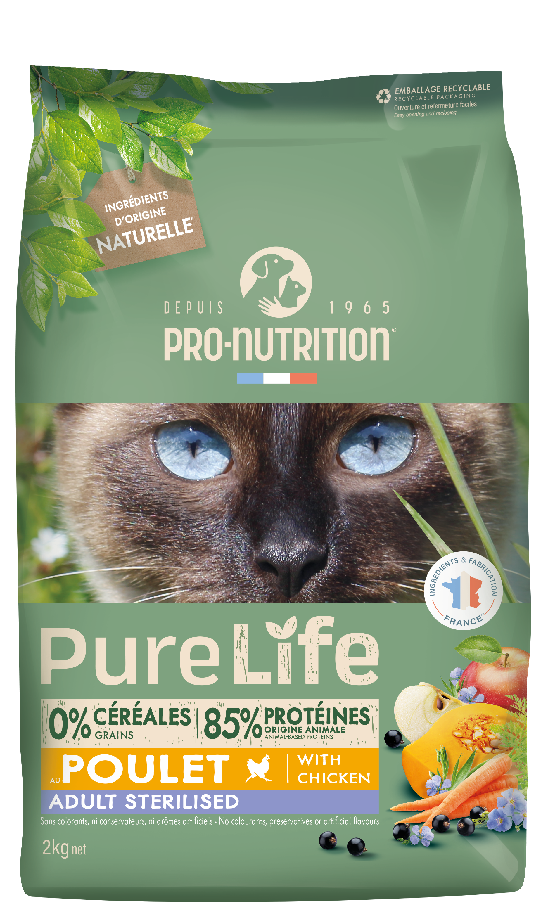 Сухой корм для кошек NEW Pro-Nutrition Pure Life Sterilized With Chicken (2кг)