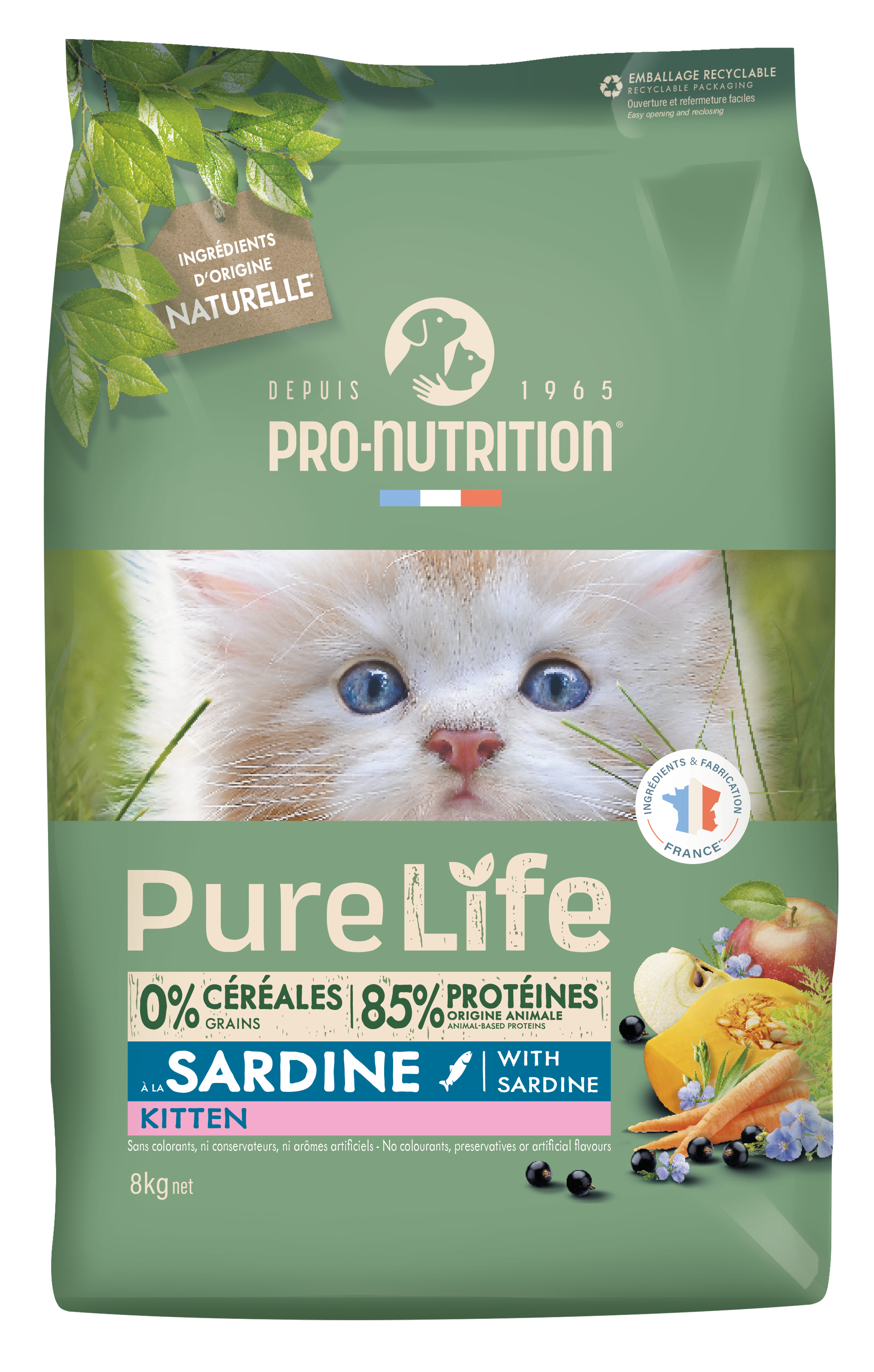 Сухой корм для котят NEW Pro-Nutrition Pure Life Kitten With Sardine (8кг)